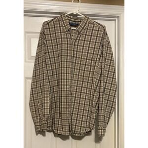 Raw Edge Shirt Mens Size XL, Extra Large Shirts, Plaid Long Sleeve Button Down